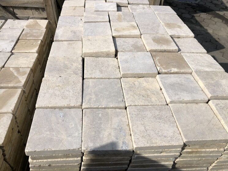 Terrassenplatten Marmor 15x15cm Hell Gelb Kanten Getrommelt 1qm – Bild 4