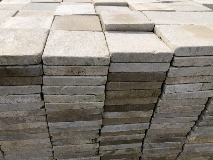 Terrassenplatten Marmor 15x15cm Hell Gelb Kanten Getrommelt 1qm – Bild 3