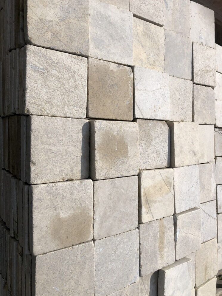 Terrassenplatten Marmor 15x15cm Hell Gelb Kanten Getrommelt 1qm – Bild 2