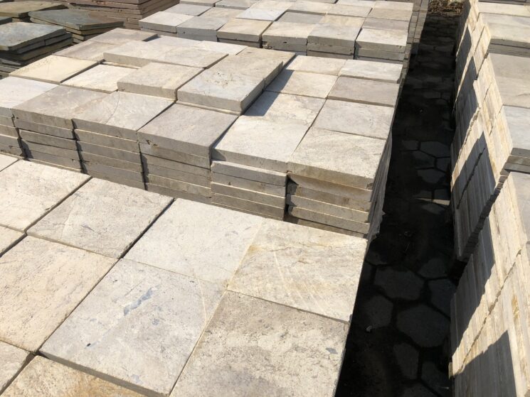 Terrassenplatten Marmor 20x20cm Gelb Beige Kanten Getrommelt 1qm – Bild 3