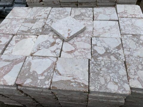 Terrassenplatten Marmor 20x20x3cm Beige Rose Sägerauh Kanten Getrommelt 1qm