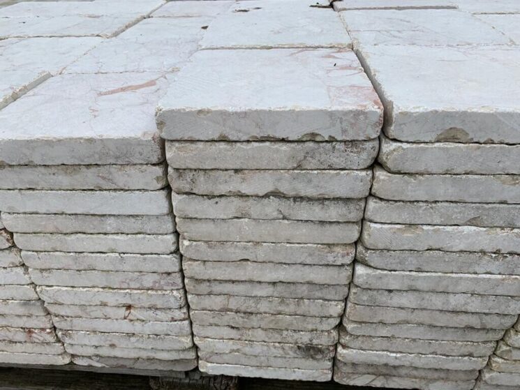 Terrassenplatten Marmor 20x20x3cm Beige Rose Sägerauh Kanten Getrommelt 1qm – Bild 4