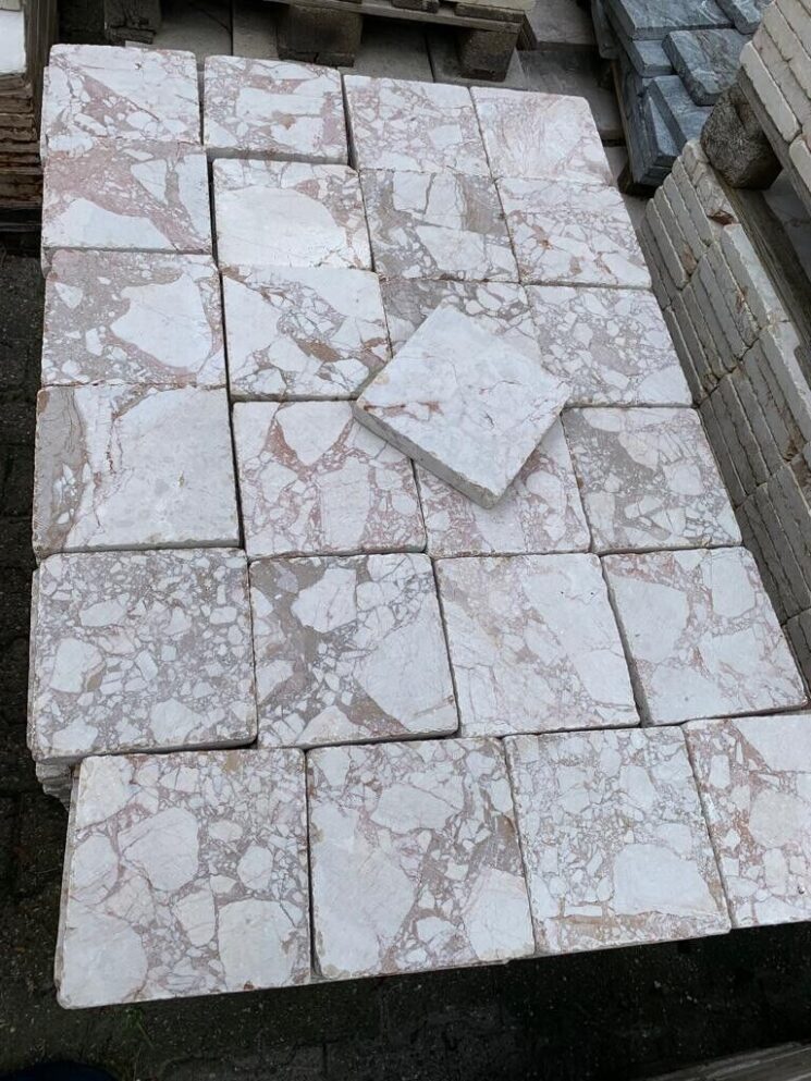 Terrassenplatten Marmor 20x20x3cm Beige Rose Sägerauh Kanten Getrommelt 1qm – Bild 2