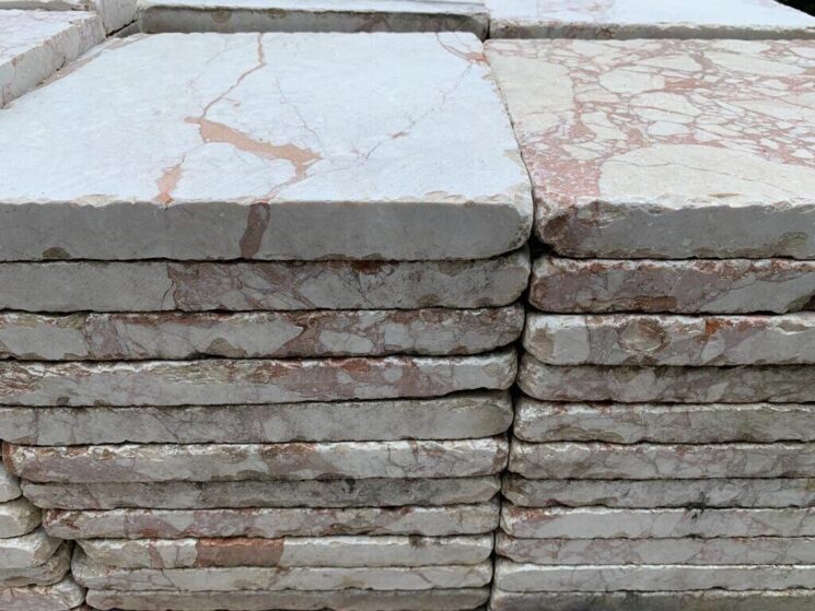 Terrassenplatten Marmor 30x30x3cm Beige Rose Sägerauh Kanten Getrommelt 1qm – Bild 8