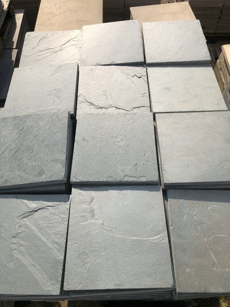 Terrassenplatten Schiefer Grau Grün Naturstein Restposten 30x30cm 1 Qm