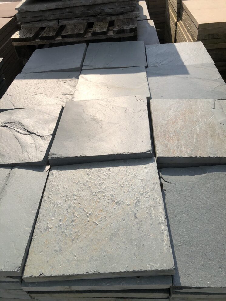 Terrassenplatten Schiefer Grau Grün Naturstein Restposten 30x30cm 1 Qm – Bild 5