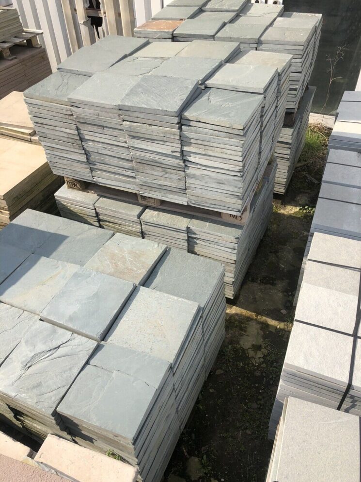 Terrassenplatten Schiefer Grau Grün Naturstein Restposten 30x30cm 1 Qm – Bild 6