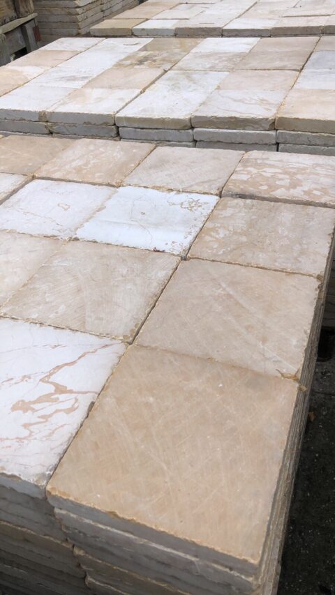 Terrassenplatten Marmor 20x20cm Gelb Kanten Getrommelt 1qm