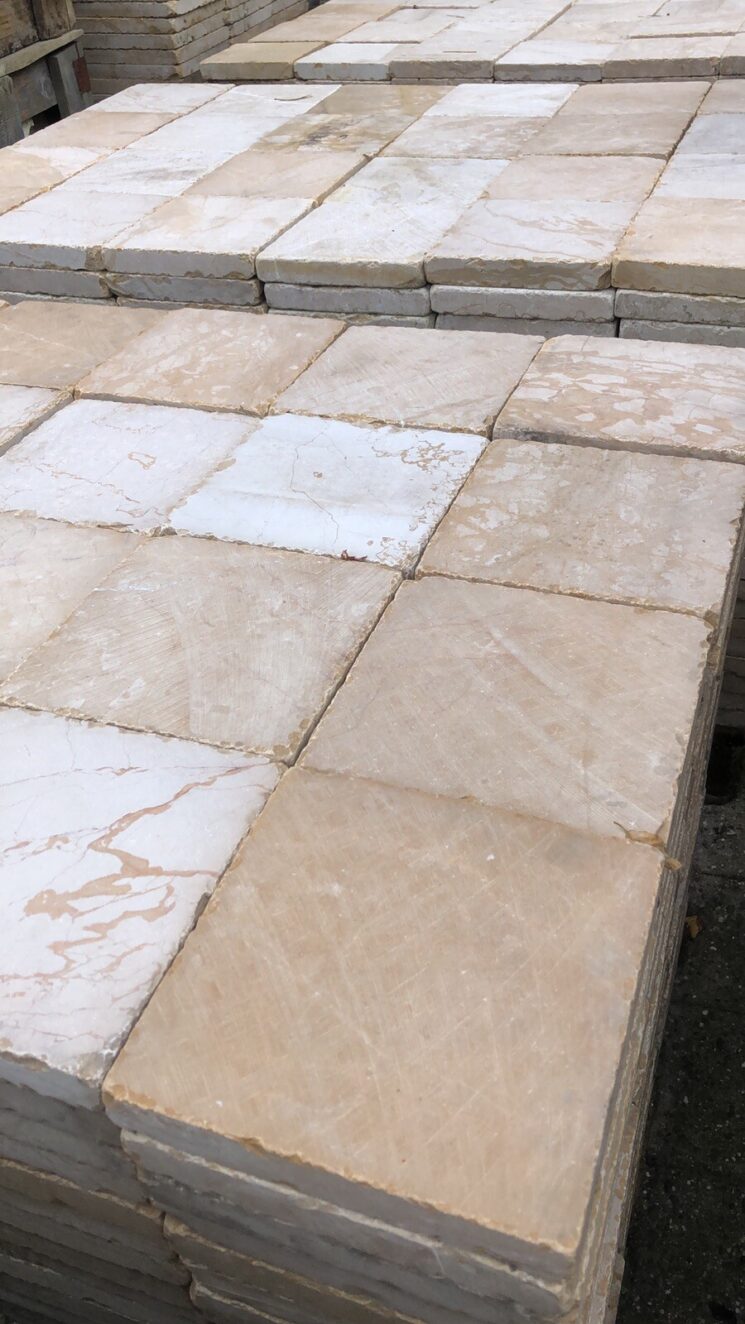 Terrassenplatten Marmor 20x20cm Gelb Kanten Getrommelt 1qm