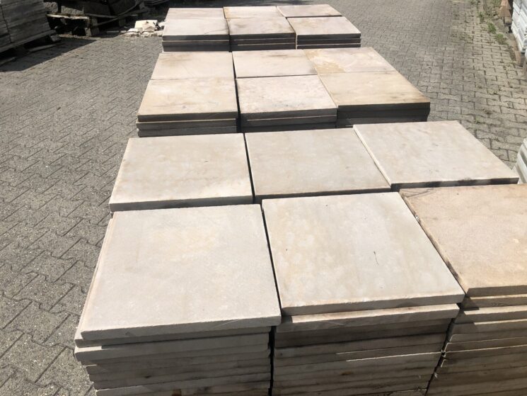 Terrassenplatten 40 Qm Sandstein Gelb Beige 40x40x3cm Geschliffen Naturstein – Bild 2