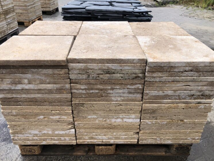 Terrassenplatten Travertin 50 Qm Gelb beige 40x40x3cm Natursteinplatten – Bild 3