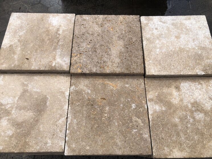 Terrassenplatten Travertin 50 Qm Gelb beige 40x40x3cm Natursteinplatten – Bild 4