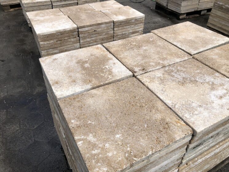 Terrassenplatten Travertin 50 Qm Gelb beige 40x40x3cm Natursteinplatten – Bild 5