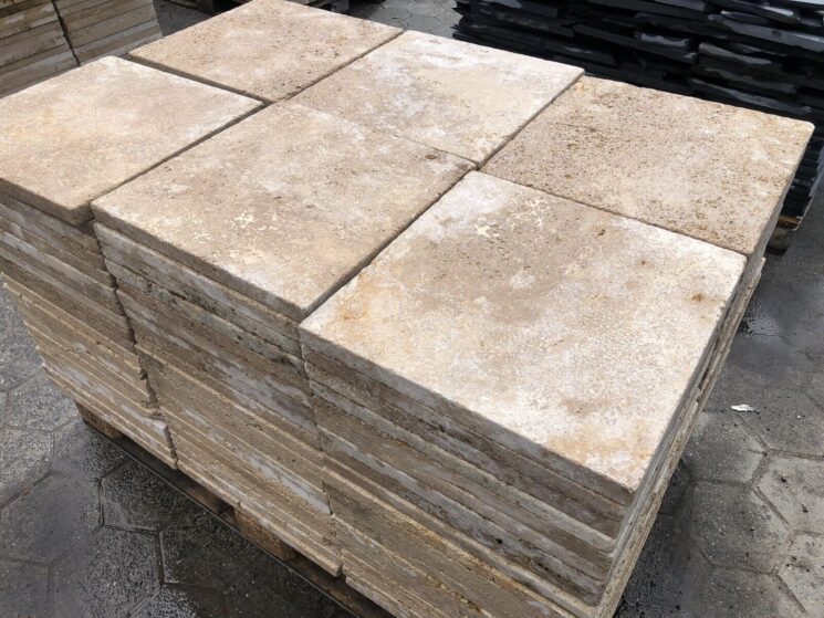 Terrassenplatten Travertin 50 Qm Gelb beige 40x40x3cm Natursteinplatten – Bild 7