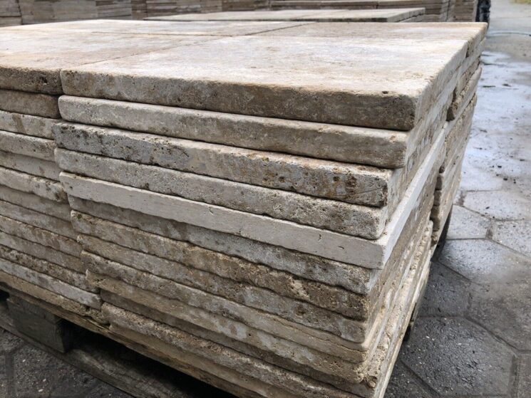 Terrassenplatten Travertin 50 Qm Gelb beige 40x40x3cm Natursteinplatten – Bild 8